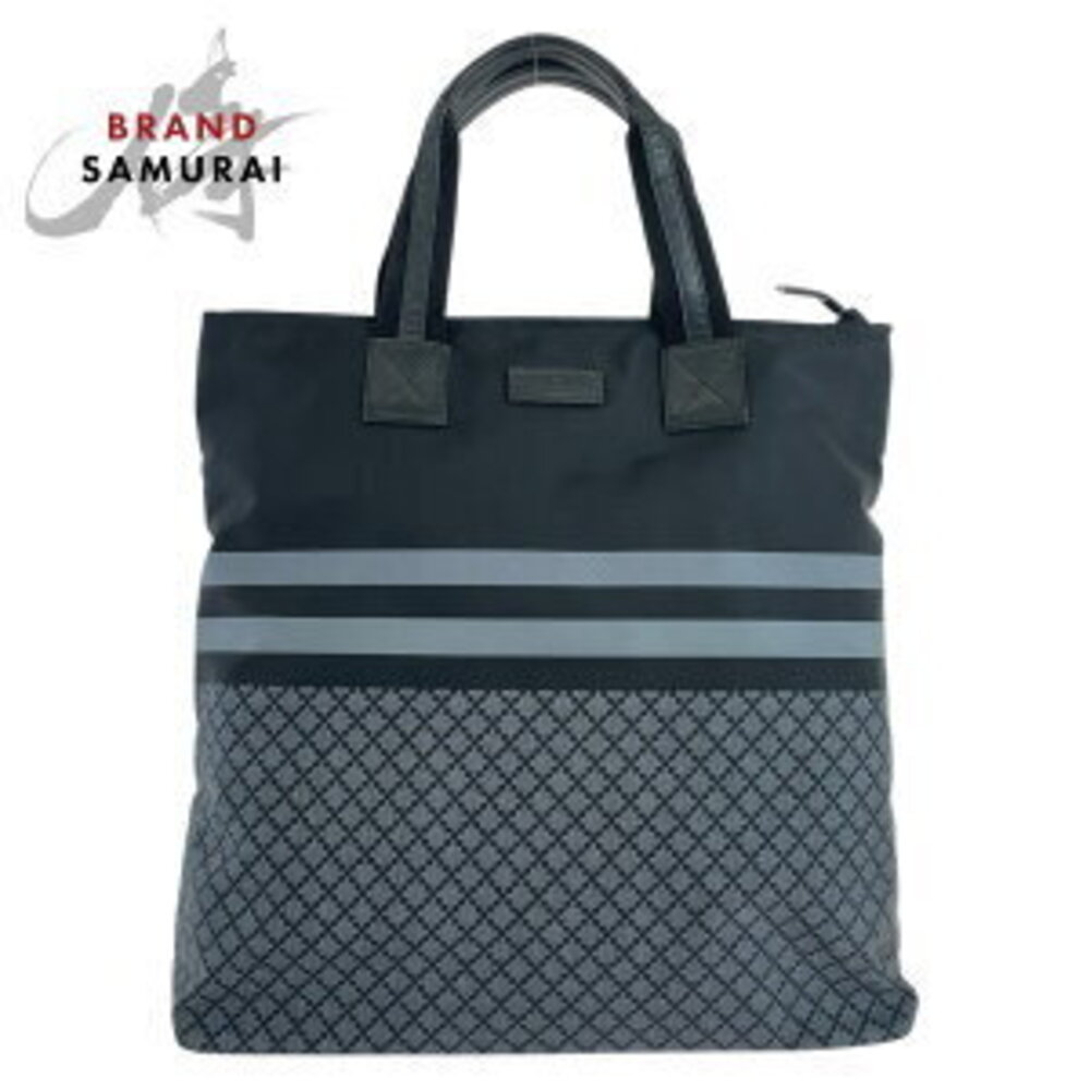 Gucci Diamante nylon tote shoulder Line gray black business Sherry leather bag - Picture 2 of 10